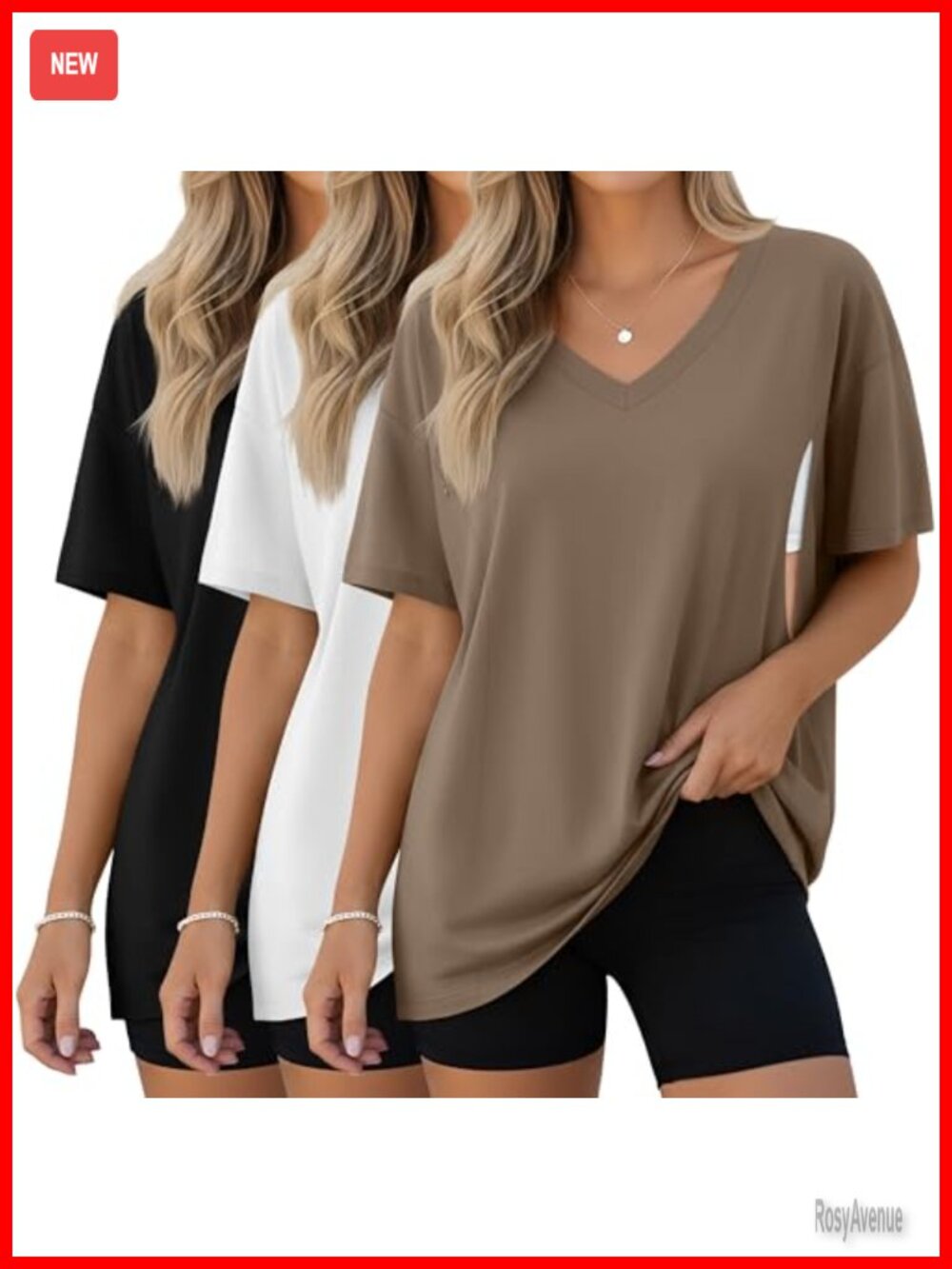 3 Pack Women's Oversize Nursing Shirts V-Neck Hidden Zipper